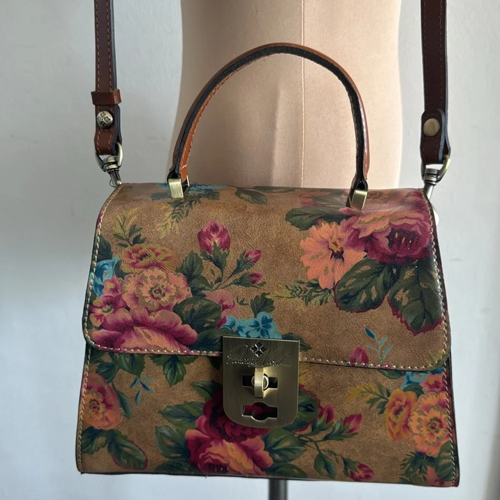 PATRICIA NASH Leather Chauny Top Handle Satchel Vintage Victorian Garden Xbody